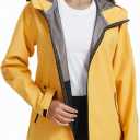 LAZAWG Rain Jacket Women Rain Coat with Hood Lightweight Breathable Waterproof Raincoat for Hiking Outdoor Travel (Medium, Zipper Yellow)