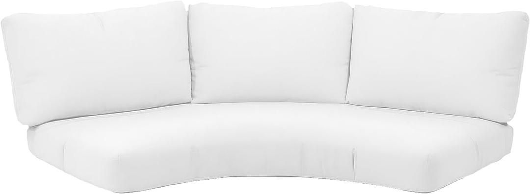 Outdoor Curved Sofa Cushion Cover with Zipper & Anti-Slip Particles, Half Moon Patio Furniture Cushions Covers Waterproof, Olefin Fabric-ONLY Cover (White, 77/40 * 28 * 5.3inch)