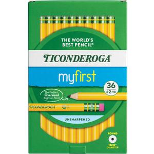 Ticonderoga My First Wood-Cased Pencils, 2 HB, Yellow, 36 Count
