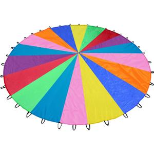 Rainbow Parachute for Kids, Play Parachute Toy with Handles, Parachute Game for Kids Cooperation Group Play and Outdoor Playground Activities, 24FT