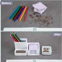 Honeydak Aesthetic Concrete Desktop Organizer Set of 2, 3 Compartments Office Supply Organizer with Sticky Notes Holder Metal Clip Holder, Desk Decor for Women or Men to Enhance Office Decor