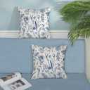 Spring Floral Pillow Cover 18x18 Pack of 2 Navy Blue Tulip Wildflower Leaf Throw Pillow Cover,Summer Holiday Decor Plant Pillowcase Rustic Decorative Cushion Case for Sofa Couch Outdoor Indoor