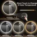 LED Bathroom Mirror 40 Inch Round Bathroom Mirror with Lights, Circle LED Mirror, Wall Mounted Lighted Bathroom with 3 Colors Brightness, Anti-Fog, Dimmable, Shatter-Proof