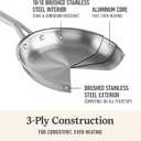 Calphalon Brushed 3-Ply Stainless Steel Cookware Set w/Turbo Heat Tech 10 Piece Includes Frying Pans, Pots and Pans Set, Induction, Oven Safe 450F, Brushed Stainless Silver