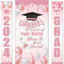 2024 Graduation Party Decorations - Pink Graduation Decorations Class of 2024 - Custom Congrats Grad Banner - Graduation Porch Sign for Indoor Outdoor Yard Supplies (Style4)