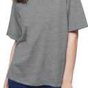 2 x Women's T Shirts Crewneck Short Sleeve Shirt Summer Casual Loose Tshirts 2025 Trendy Basic Tee Tops Grey XL (Gray, XL)