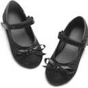 GINFIVE Toddler Girls Dress Shoes Little Girls Mary Janes Ballerina Flats Shoes Toddler (11 Little Kid, Gf01-black)