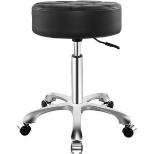 Ainilaily Rolling Stool with Wheels, Thick Cushion Heavy Duty Esthetician Hydraulic Chair Stool for Work Medical Tattoo Salon Office (Black)
