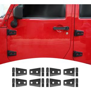 8PCS Door Hinge Covers Protector for 2007-2018 Jeep Wrangler JK JKU 4-Door (Matt Black)