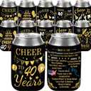40th Birthday Can Sleeves for Men - 12 Pack 40 Years Birthday Decorations Black Gold Vintage 1985 Beer Beverage Cans Cooler Sleeves for Happy Forty Year Old Party Favors Decor Supplies Gifts