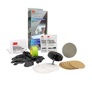 3M Ultra Headlight Restoration Kit, Contains Masking Tape, Light Sanding Discs, Wax Protectant and More, Use on Plastic Lenses Headlights, Taillights and More, Easy Heavy-Duty Restoration (39195)