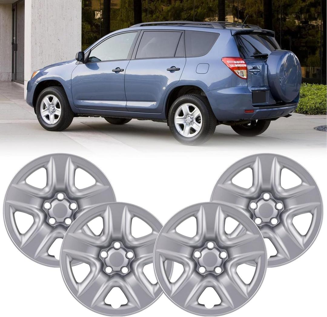 17" Silver Wheel Skins (Set of 4) for 2006-2012 Toyota Rav4, 17 inches ABS Wheel Covers Compatible with 06-12 Rav4 Steel Wheels- Auto Tire Replacement Cap Cover 42611-0R020 42611-42200