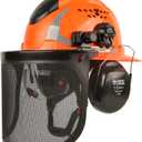 GREEN DEVIL Industrial Chainsaw Helmet with Face Shield Built in Visor and Ear Muffs 4 in 1 System ANSI Z89.1 Safety Hard Hat Adjustable Headgear Ideal for Forestry and Arborist Work Full Brim Style