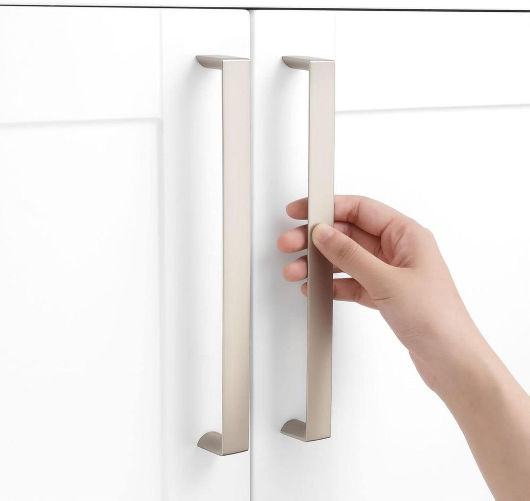 10 Pack 6-1/4 Inch Brushed Nickel Cabinet Pulls Satin Nickel Cabinet Handles Nickel Hardware for Kitchen Cabinets 1648 Drawer Bedroom Dresser Bathroom Vanity Cupboard