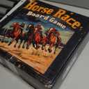 Wooden Finish Line Horse Racing Board Game Equipped with 11 Luxury Metal Craft Horses Adult Chessboard Including 2 Dice and 2 Boxes of Cards Folding Box Game Board (Light Flame)