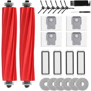 24 Pack Accessories for Roborock Q RevoNot for Qrevo S/Pro/Plus/Max/Maxv/MasterRobot Vacuum Cleaner Qrevo Replacement Parts, 2 Rolling Brushes 4 Filters 4 Dust Bags 6 Mop Pads 6 Side Brushes