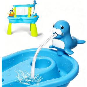 Water Table Pump, No-Drill Kids Water Pump for Table, 3 Hours of Non-Stop Work Water Table Accessories Water Pump for Summer Outdoor Water Outside & Fun Gifts(Sea Lion)