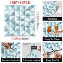 HOMETITUTE 10PCS 12x12 Inch Blue Gray Geometric Flat Peel and Stick Floor Tiles Removable Self Adhesive Vinyl Flooring Stickers for Bathroom Kitchen Living Room Entryway Home Decor