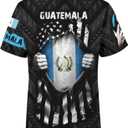 BJU Guatemala Flag T-Shirt Flag Badge Novelty Tee Printed Crewneck Short Sleeve Casual Top Unisex (S)