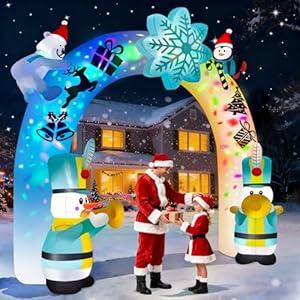 Kalolary 12FT Christmas Inflatable Archway Outdoor Decorations, Giant Snowman Soldier Inflatable Arch with Colorful Lights Xmas Blow Up Yard Decoration for Garden Lawn Holiday Party Decors