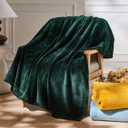 NEWCOSPLAY Super Soft Throw Blanket Forest Green Premium Silky Flannel Fleece Leaves Pattern Lightweight Bed Blanket All Season Use (Forest Green, Throw(50"x60"))
