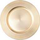 Simply Elegant Concentric Circles Edge Plastic Charger Plate | Service Plate for Parties, Dinner, Weddings, Quinceaneras and Events | 13 inch Diameter | Gold- Gloss Finish | Set of 6