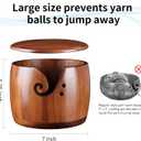 Foxyoo Yarn Bowl for Crocheting - 7x5in Large Wood Knitting Bowl with Lid, Crochet Accessories and Knitting Gadgets Supplies