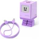 Aolcev USB C Cable for iPhone 17 Charger Fast Charging Robot USB C Wall Charger Block 30W Type C Cord Cute Fast Charging Blocks for iPhone 16 15 Pro Max iPad Galaxy S25 Phone Charging for Women Purple