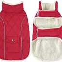 Malier Dog Winter Coat, Large, Red - Windproof, Extra Warm, Reflective Clothes for Large Dogs and Puppy L