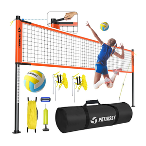 Outdoor Portable Volleyball Net Set System for Backyard - Quick & Easy Setup Adjustable Height Poles, PU Volleyball, Pump and Carrying Bag