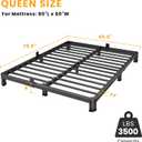4 Inch Queen Bed Frame Low Profile with Rounded Legs, Easy Assembly