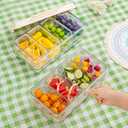 Snackle Box Container with Ice Pack-Chilled Divided Serving Tray with Lid and Handle 4 Compartments Cooling Travel Charcuterie Box with fork for Outdoor Parties, Picinics