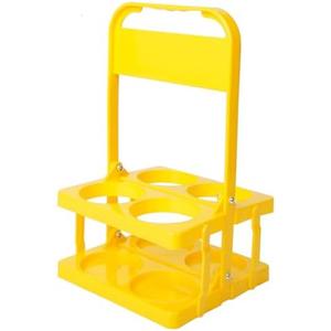 AIYoo Portable Plastic Drink Carrier,Reusable Beer Bottle Coffee Cup Holder,Beverage Cup Drink Caddy for Delivery,4 Holes Cup Holders with Handle for Catering Restaurant Travel Car,Yellow