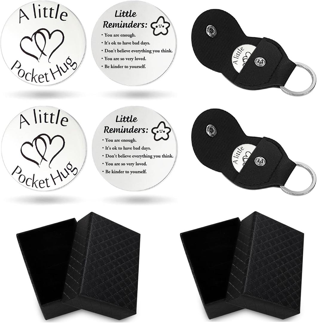 Yiflin Unique Gifts for Women,Men,Friend,Family - Birthday, Christmas, Valentine's Day Gifts - Pocket Hug Token with Keychain (Black)