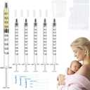 Colostrum Collector Kit Include 50pcs 1ml Sealed Breast Milk Collector No Needle Colostrum Syringes 5 Breastmilk Storage Bags and 1 piece 30 ml measuring cup with 50 Stickers