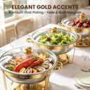 Femchic 9QT Gold Chafing Dishes for Buffet, 4 Pack Round Chafer Set