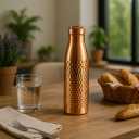 Copper Water Bottle - 34 Oz Extra Large - Half Hammered Ayurvedic Pure Copper Vessel for Drinking - Drink More Water, Lower Your Sugar Intake, and Enjoy the Health Benefits Immediately