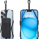 Kinizuxi 2 Packs Cell Phone Lanyard Crossbody Adjustable Neck Phone Holder with Card Pocket, Universal Silicone Neck Strap Phone Lanyards for Around the Neck Compatible with Most Smartphones