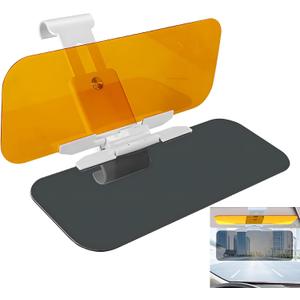 1 PC Car Sun Visor Anti-Glare Glasses, 12.6 x 4.7 Anti-high Beam Goggles for Day and Night Use, Button Model HD Vision Safe UV Blocking Sun Visor Extender, Universal for Car (Black & Yellow)