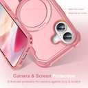 Compatible with iPhone 17 Case with Invisible Magnetic Kickstand [Compatible with MagSafe] [10-FT Military Drop Protection] Slim Hard Back Soft Edge Phone Cover 6.3 Inch, Pink