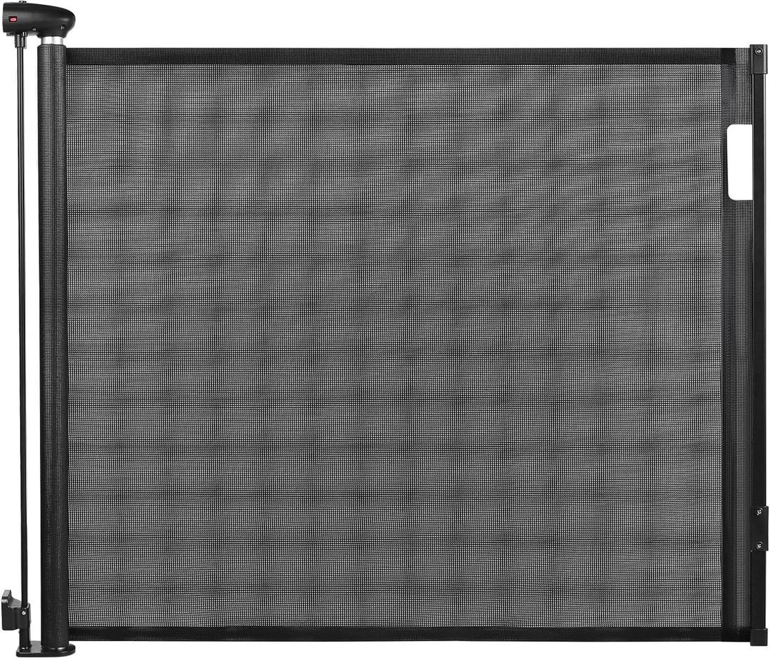 Retractable Baby & Dog Gate | 34" Tall | Extends to 55" Wide | Safety Mesh Gate for Stairs, Indoor/Outdoor, Doorways & Hallways (Black)