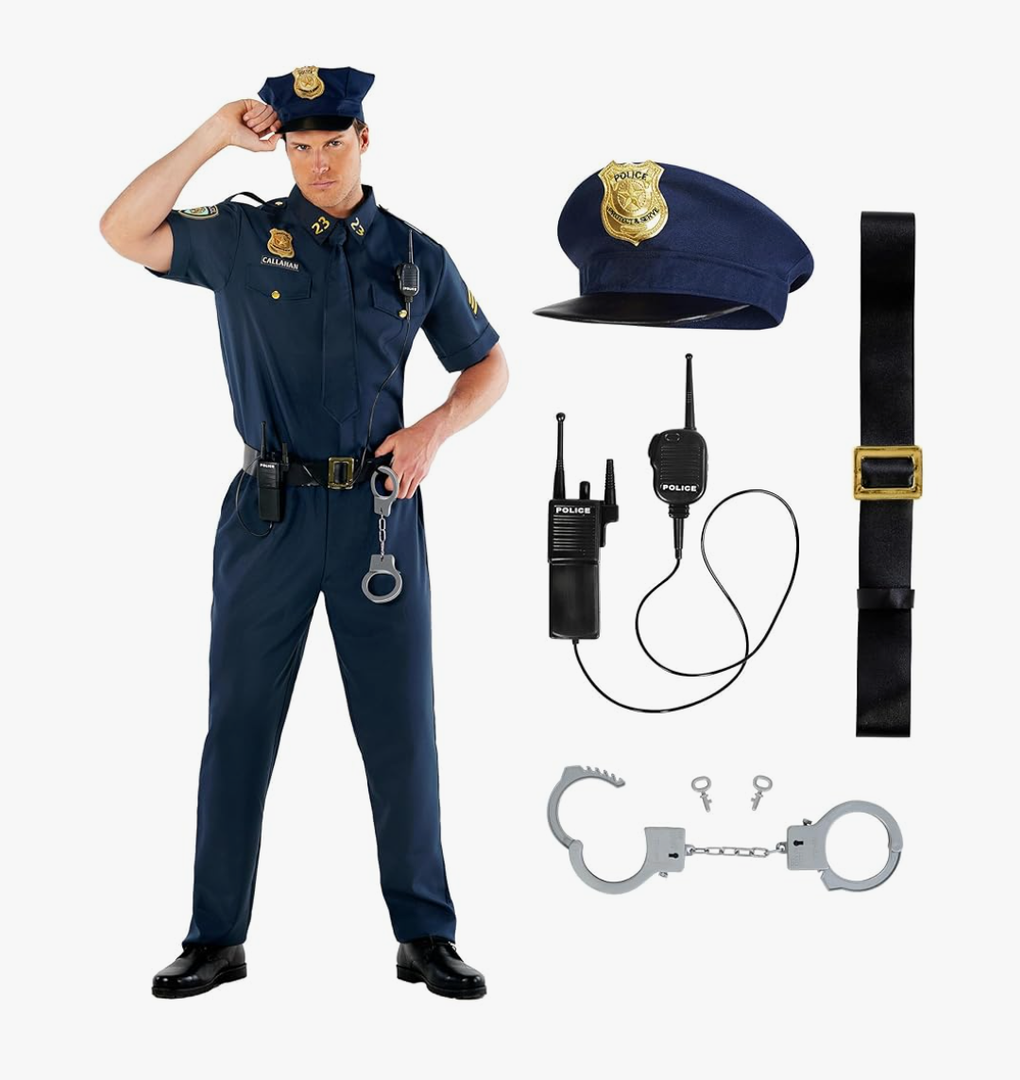 Morph Police Costume Men, Cop Outfit Men, Police Costume Adult, Halloween Costumes For Adults, Size L