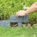 DIY Garden Edging Border-20PC/Packs Lawn Fence Plastic Cobblestone Effect Edging Lawn Trimming Garden Patio Decor (Grey)