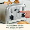 Cuisinart 4 Slice Compact Stainless Steel Toaster with Extra-Wide Slots for Bread, French Toast, Bagels & Pastries, Defrost & Reheat Functions, CPT-180P1, Brushed Stainless, Removable Crumb Tray