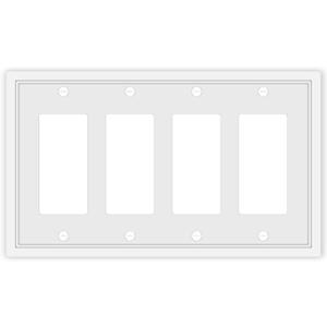 Light Switch Cover Plate White Classic Decorative Switch Plates Cover Bamboo Fiber Wall Plate Cover for Decorator, Duplex, Toggle, Combo(4-Gang Quad Decorator,1 Pack), NF010