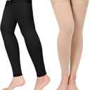 Compression Stockings for Women & Men, 2 Pairs 15-20mmHg Thigh High Compression Socks for Varicose Veins, Swelling, Pregnant (Small, Footless/Black*Beige/2 Pair)