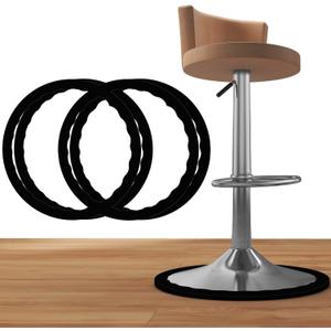 4 Pack Bar Stools Leg Protectors Ring, Non Slip Silicone Chair Leg Floor Protector, Pads Bottom Protect Wooden Floor No Scratches No Noise Anti-Slip, Stretchable Fits 16.5" to 18.5" Chair Base, Black