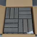 Idzo Interlocking Deck Tiles 9.6 SQFT - 10PCS Waterproof Acacia Wood Patio Tiles, Flooring Tiles for Indoor and Outdoor - 12 Slats Decking Checker Pattern, 11.81 x 11.81 x 0.91 Inches, Gray