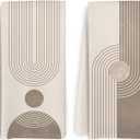 Neutral Beige Boho Sun Abstract Kitchen Towels and Dishcloths Set of 2, Mid Century Modern Dish Towels, Bohemian Abstract Decorative Hand Tea Towel for Bathroom Kitchen, 16x24 Inch