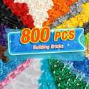 800 Pieces Building Bricks, 5 Sizes Building Pieces, Classic Slope Block Bulks - Compatible with All Major Brands, 18 Colors